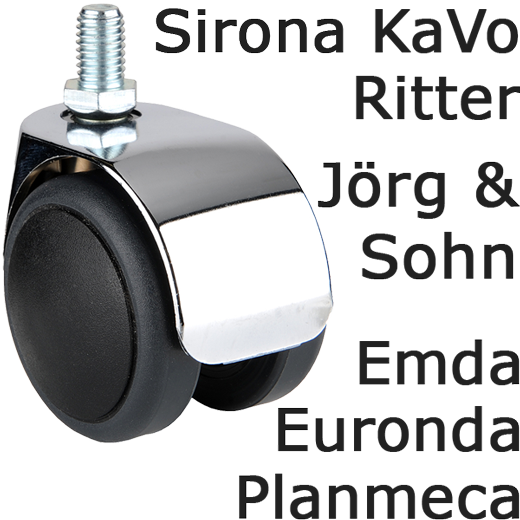 Chair Casters for Sirona, KaVo, Ritter (and many more) Work Stools (model-dependent)