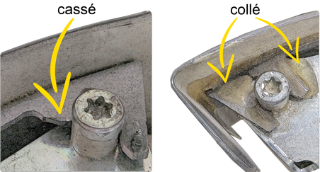 panneaux de dossier pinces en plastique cassées ou collées