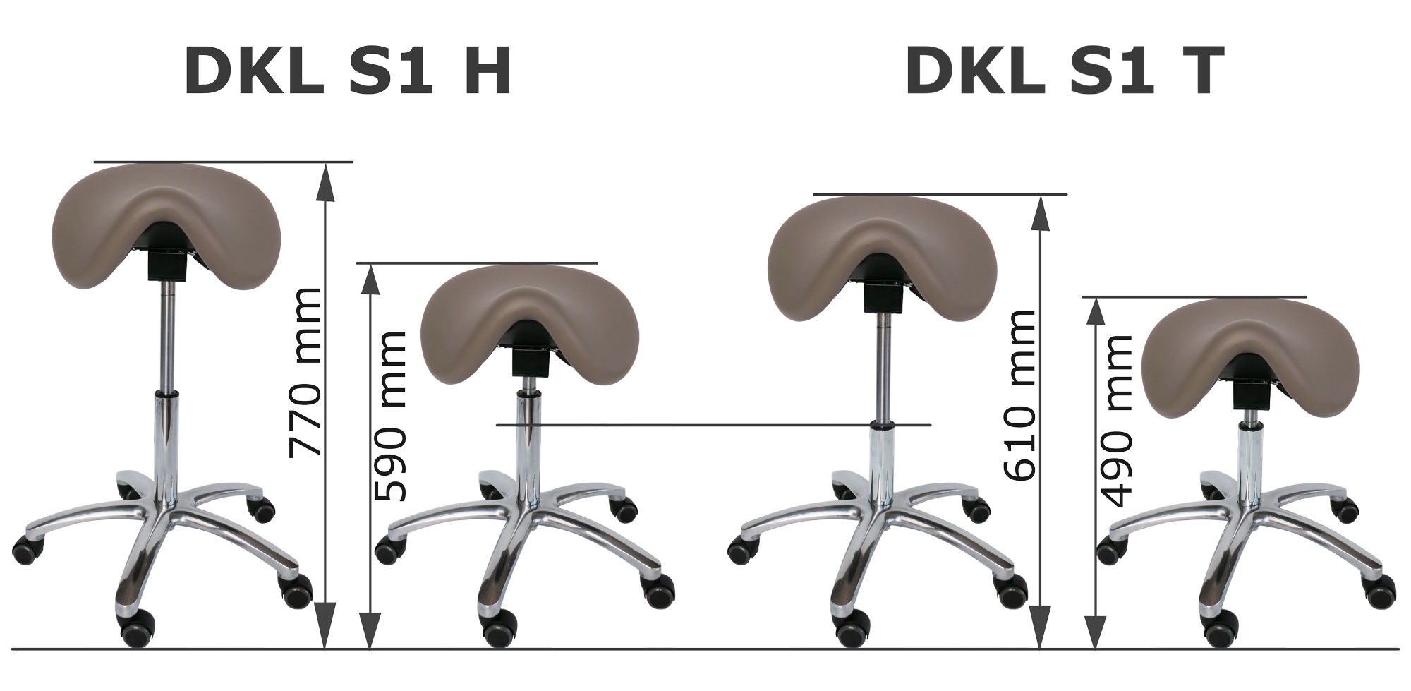 Variantes de hauteur – Hauteur d'assise DKL Siège-selle DKL S1H et S1T
